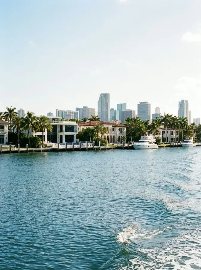 Miami skyline and Millionaire's Row from the water